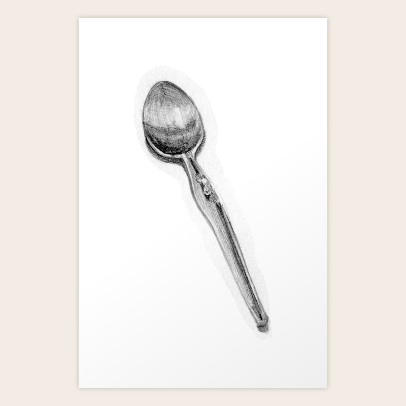 Silver Spoon Realistic Pencil Sketch Drawing Art Print By