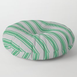 [ Thumbnail: Dark Gray and Sea Green Colored Stripes/Lines Pattern Floor Pillow ]