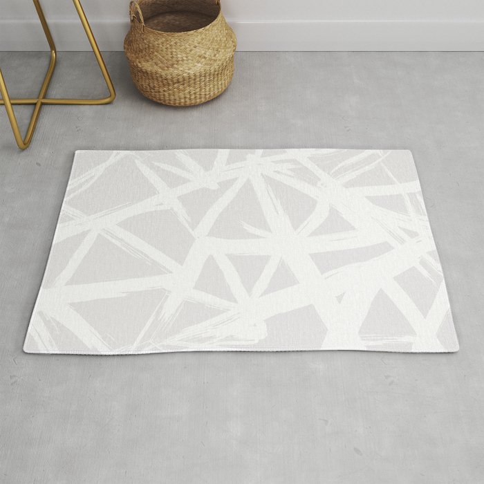 Modern White Abstract Geometric, Grey And White Rugs