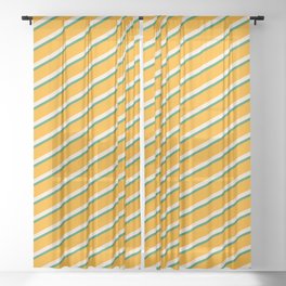 [ Thumbnail: Orange, Beige, and Sea Green Colored Lines Pattern Sheer Curtain ]