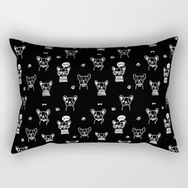Black and White Hand Drawn Dog Puppy Pattern Rectangular Pillow
