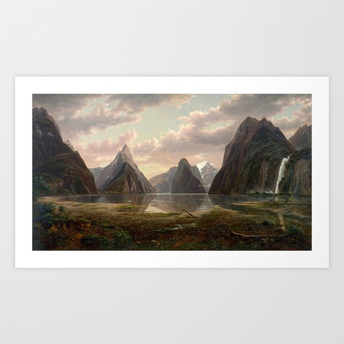 Milford Sound, New Zealand by Eu von Guerard  Romanticism  Landscape Art Print