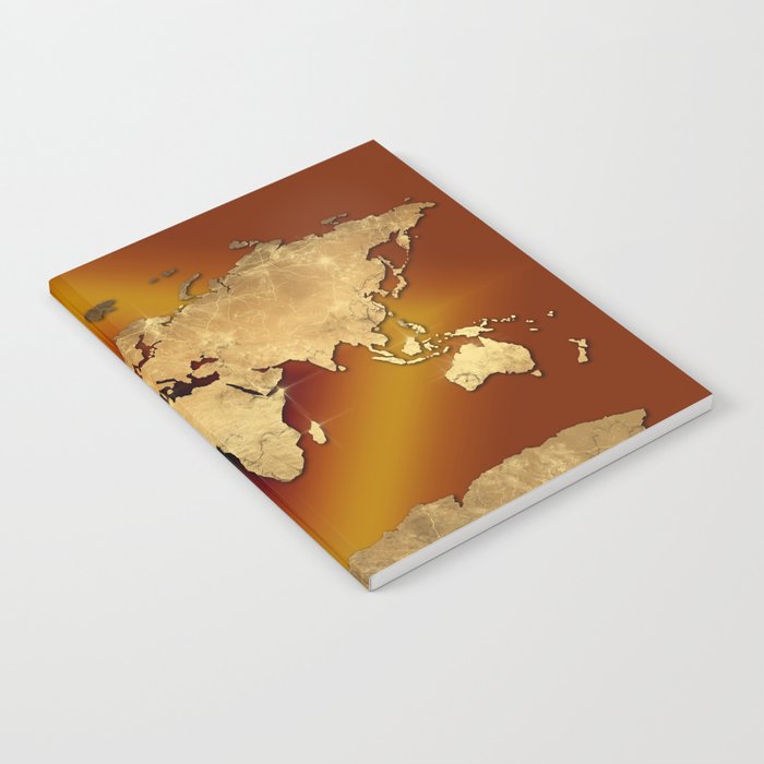 world map gold Notebook