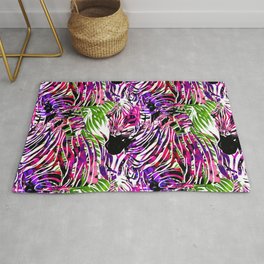 Zebra animal colourful abstract print  Rug