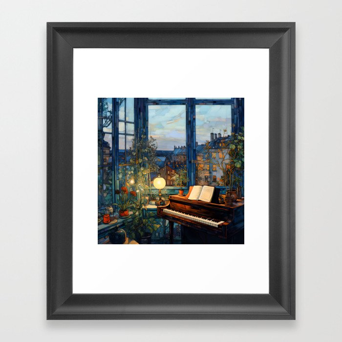 Piano in the Window Framed Art Print
