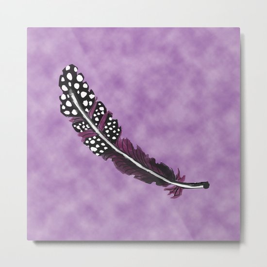 Watercolor Purple Feather with Spots Metal Print