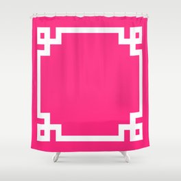 Light Hot Pink and White Greek Key Shower Curtain