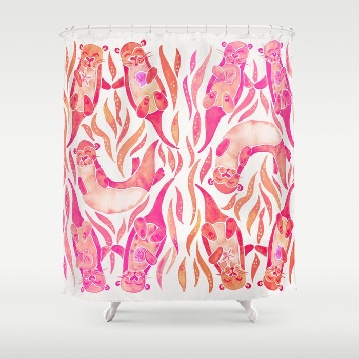 Five Otters – Pink Ombré Shower Curtain