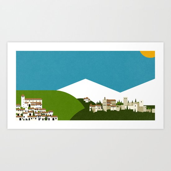 Granada - El Albaycín y La Alhambra Art Print