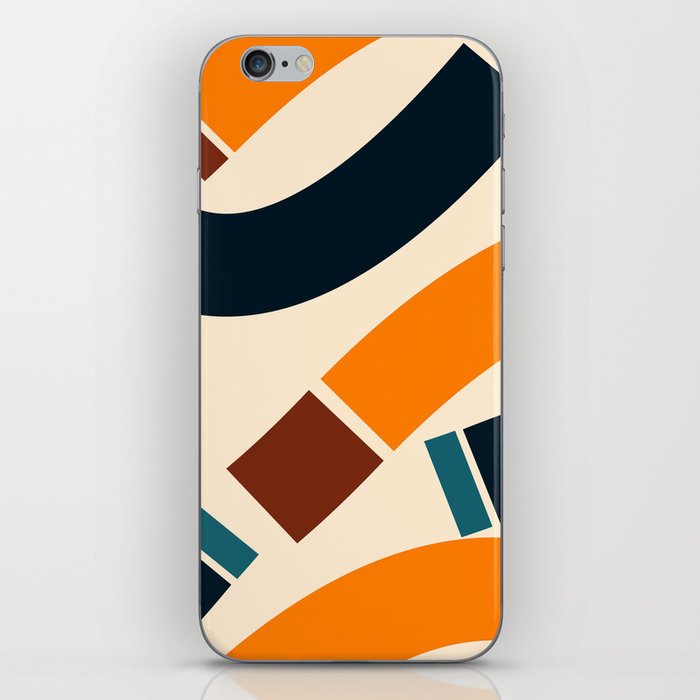 Abstract 80s 70s Retro pattern - Rich Black and Amber iPhone Skin