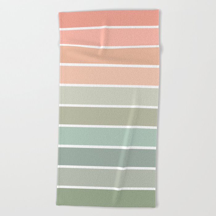 70s Stripe - pastel pink and mint, spring, pink stripes, desert, boho, dorm decor Beach Towel