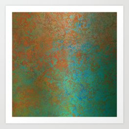Vintage Teal and Copper Rust Art Print
