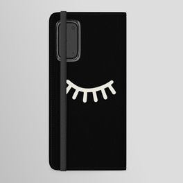 Eyelashes | Black & White Sleeping Eyes Android Wallet Case