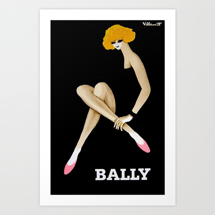Advertising Vintage Poster - Bally by Bernard Villemot - Advertising Vintage Poster French Art Print