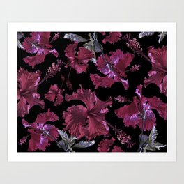 Hibiscus with black Art Print