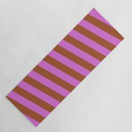 [ Thumbnail: Orchid and Sienna Colored Stripes/Lines Pattern Yoga Mat ]