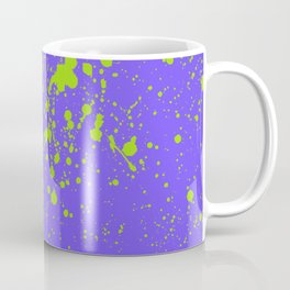 Lime Green Spray Splatter on Lavender Surface Coffee Mug