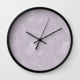 Affirmation Characters Pattern - Purple Wall Clock