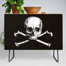 Skull and Crossbones | Jolly Roger | Pirate Flag | Black and White | Credenza