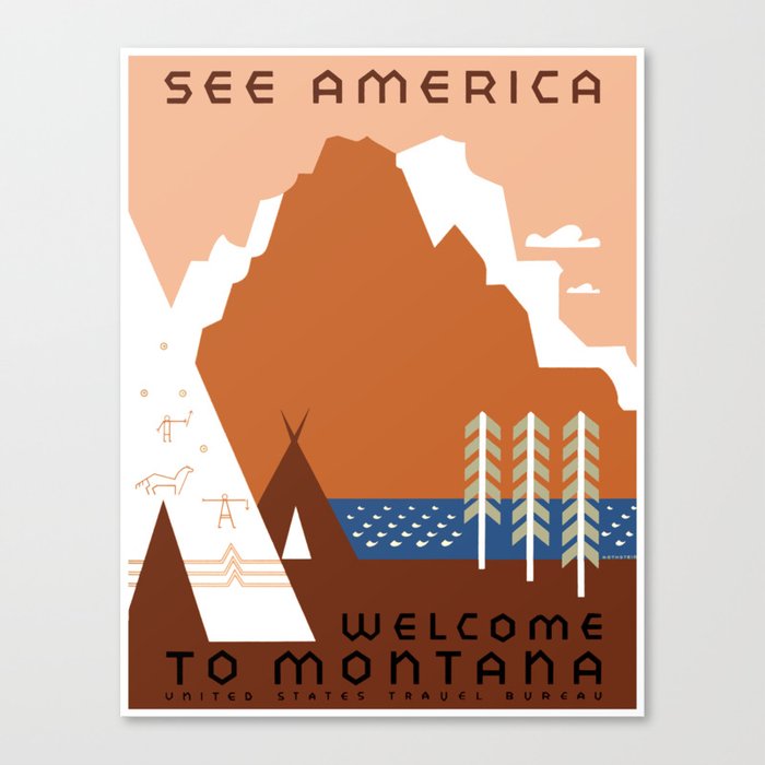 Vintage Montana Travel - See America Canvas Print