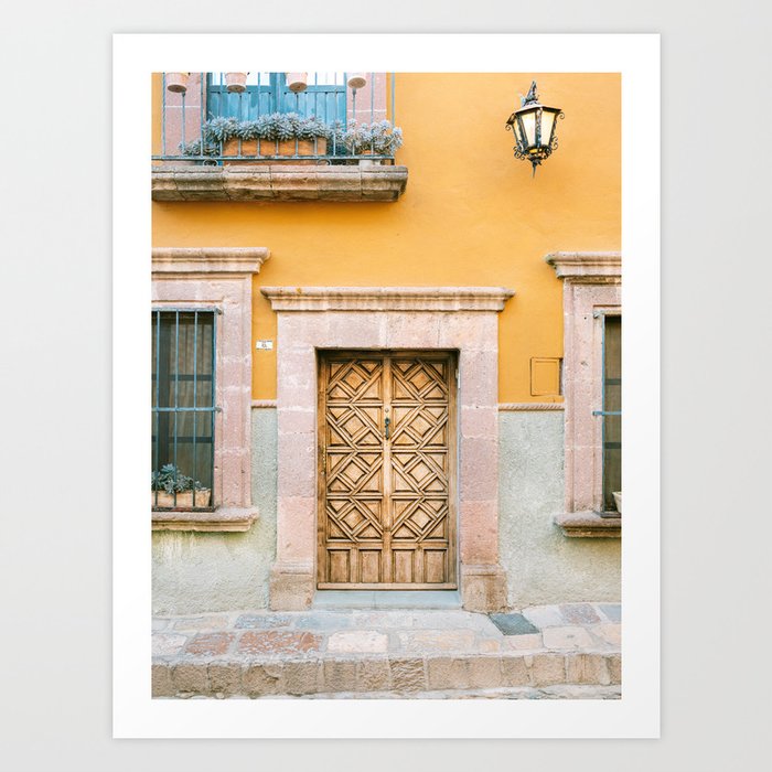Orange and Turquoise | The San Miguel de Allende Mexico door collection | Travel photography print Art Print