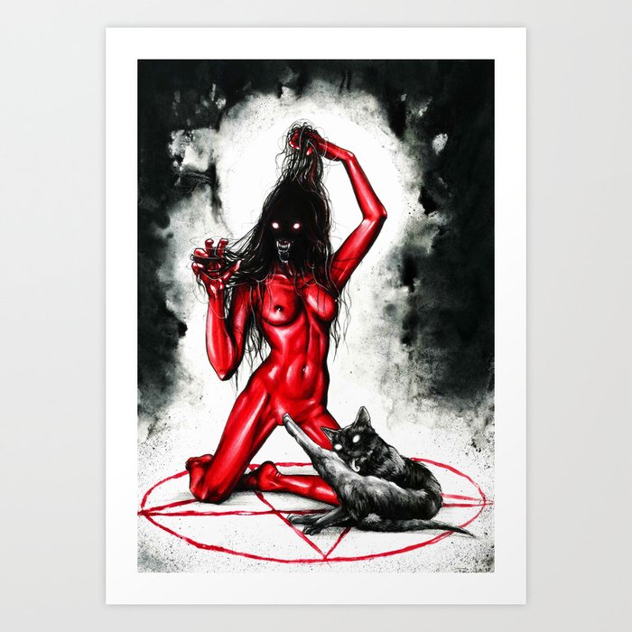 Don´t touch my pussy, the red lady Art Print by Psyca