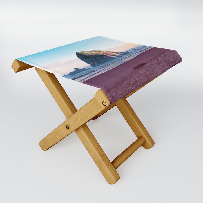 Cannon Beach and Haystack Rock Sunset | Photography and Collage on the Oregon Coast Folding Stool