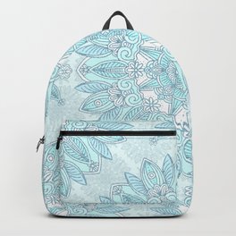 Icy blue mandala Backpack | Boho, Winter, Icyblue, Mandala, Pattern, Floral, Flower, Digital, Drawing, Christmas 