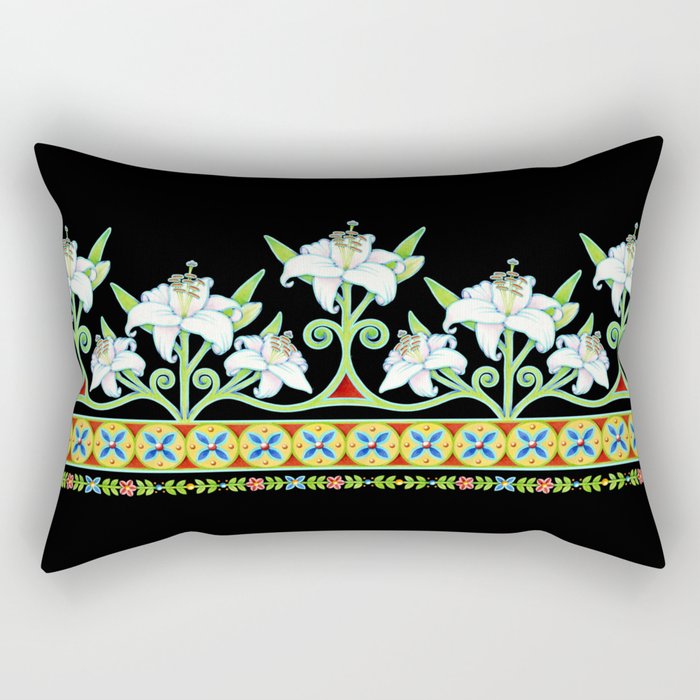 Elizabethan Lily Folkloric Stripe Rectangular Pillow