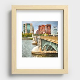 Boston's Longfellow Bridge Over The Charles River 1x1 Recessed Framed Print