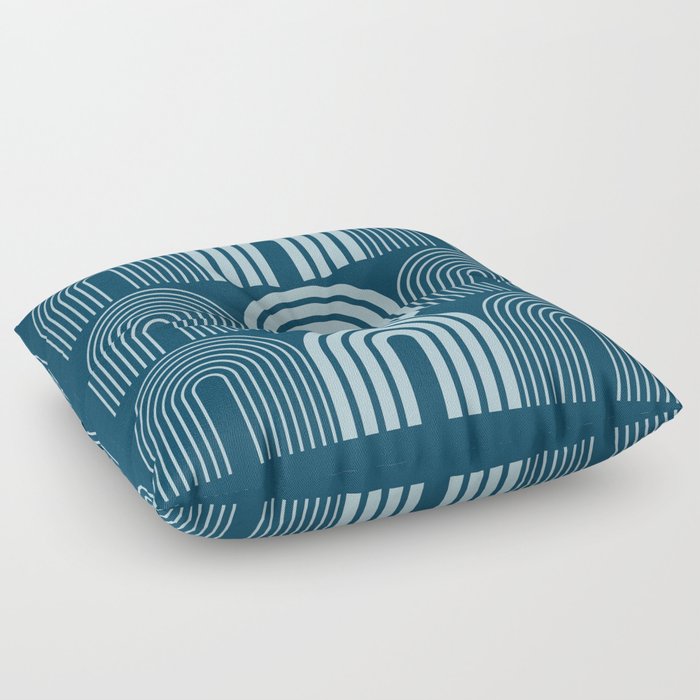 Geometric Shape Patterns 8 in Midnight Blue (Rainbow) Floor Pillow