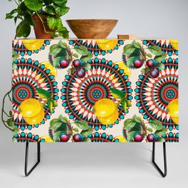 Boho,bohemian,citrus,plums pattern  Credenza