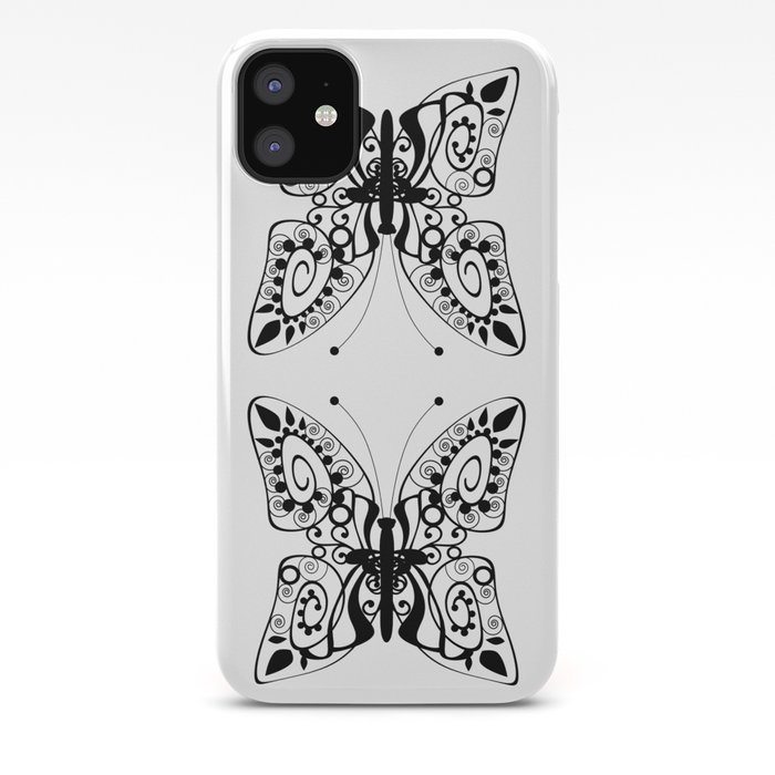 Butterfly Black Fishnet On A White Background Iphone Case By