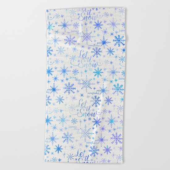 Let It Snow Winter Pattern Beach Towel
