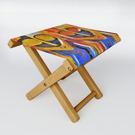 Two African Masquerade Masked Faces Folding Stool