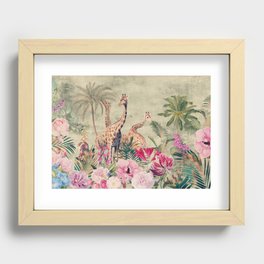 Vintage & Shabby Chic - Tropical Animals And Flower Garden Recessed Framed Print