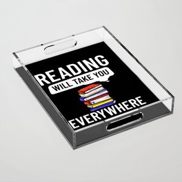 Reader Book Reading Bookworm Librarian Acrylic Tray