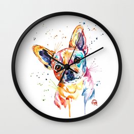 Chihuahua - Tucker - Colorful Watercolor Pet Portrait Painting Wall Clock