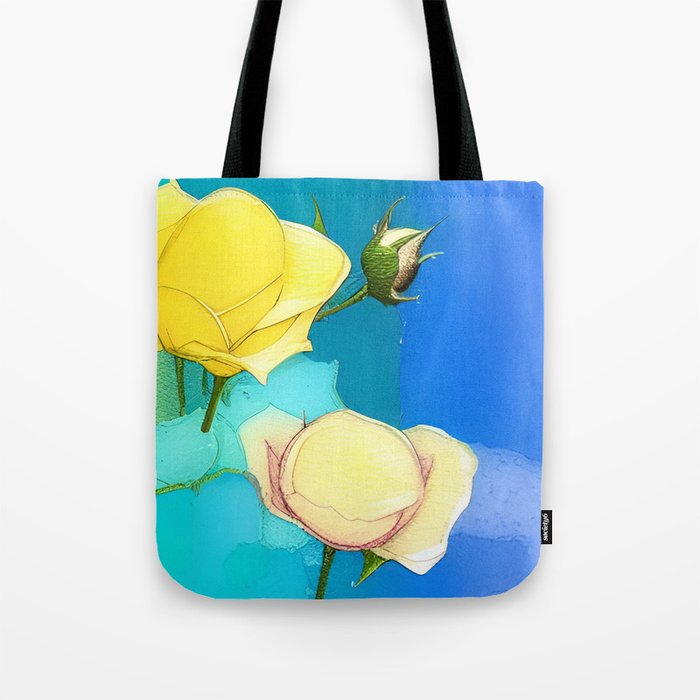 Lemon Yellow Roses Tote Bag