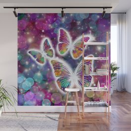 Sparkling Magical Rainbow Flutterbies Wall Mural