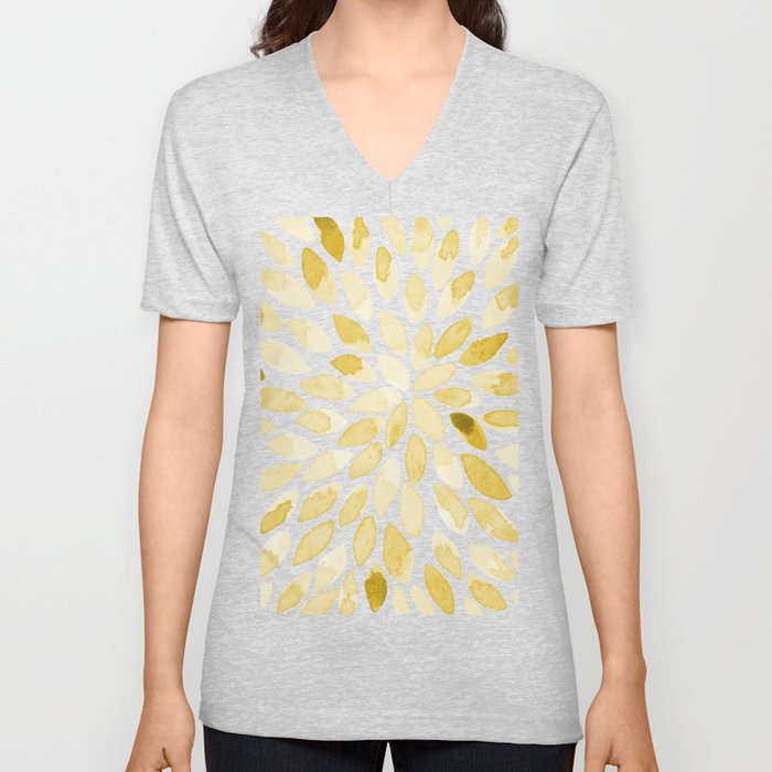 Watercolor brush strokes - yellow V Neck T Shirt