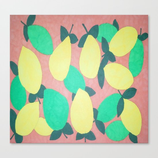 Lemony Fresh Citrus Pattern Canvas Print
