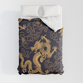 Chinese traditional golden dragon and peony hand drawn illustration pattern Comforter | Luxury, Glitter, Peony, Asia, Texture, Modern, Historical, Graphicdesign, Vintage, Japanese 