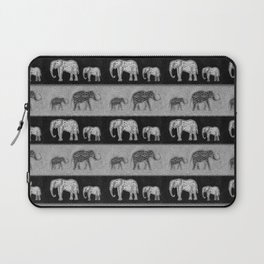 Black and White Elephant Families on Velvet Laptop Sleeve