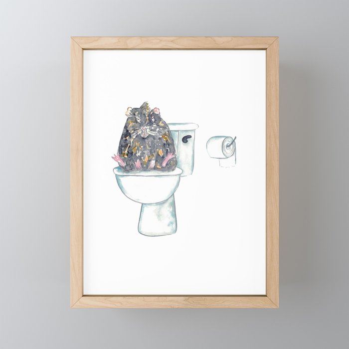 Guinea pig toilet Painting Wall Poster Watercolor Framed Mini Art Print