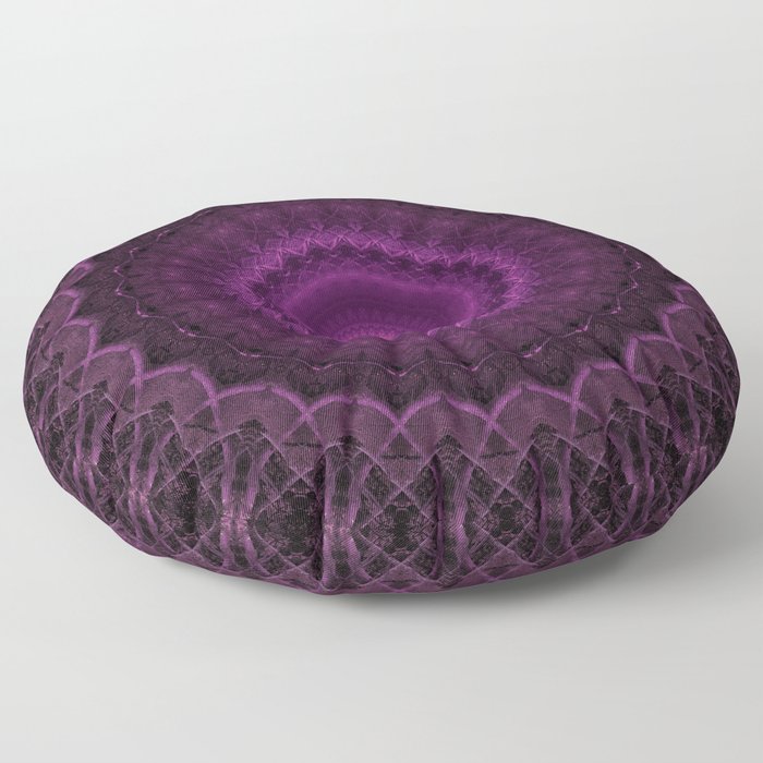 Dark mandala with violet ornaments Floor Pillow