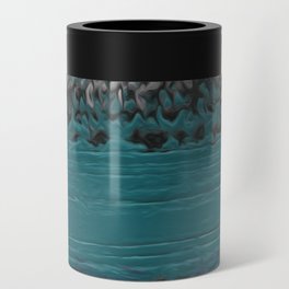 Teal and Gray Abstract Can Cooler