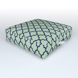 Modern mint green navy blue moroccan quatrefoil Outdoor Floor Cushion