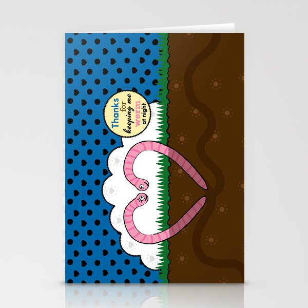 Lovebugs - Thanks for keeping me worm at night Stationery Cards