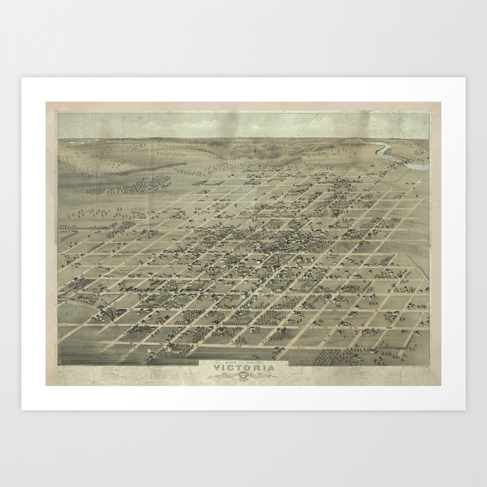 Vintage Map of Victoria TX (1873) Art Print by BravuraMedia | Society6